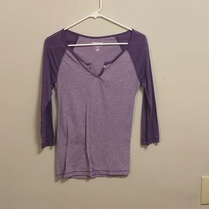 3/4 purple baseball shirt